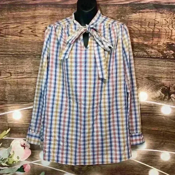 marian sue Tops - Vintage plaid longsleeve shirt size 9/10 large